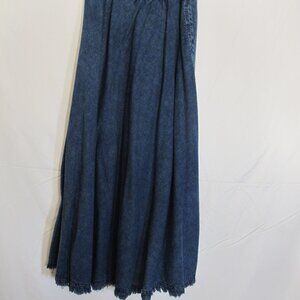 Marsha Sport A-line denim skirt – fringed hem  L